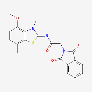 molecular formula C20H17N3O4S B2711845 (Z)-2-(1,3-二氧代异喹啉-2-基)-N-(4-甲氧基-3,7-二甲基苯并[3,4-d]噻唑-2(3H)-基亚甲基)乙酰胺 CAS No. 868369-84-0