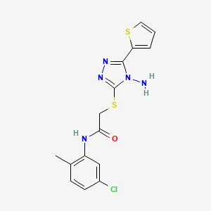 molecular formula C15H14ClN5OS2 B2711850 2-{[4-amino-5-(thiophen-2-yl)-4H-1,2,4-triazol-3-yl]sulfanyl}-N-(5-chloro-2-methylphenyl)acetamide CAS No. 886927-44-2