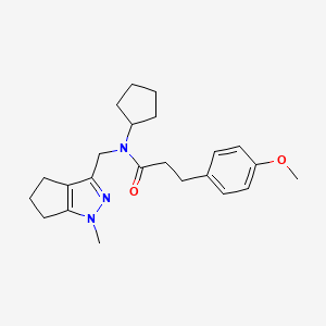 molecular formula C23H31N3O2 B2711856 N-cyclopentyl-3-(4-methoxyphenyl)-N-((1-methyl-1,4,5,6-tetrahydrocyclopenta[c]pyrazol-3-yl)methyl)propanamide CAS No. 2034563-05-6