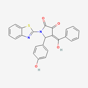 molecular formula C24H16N2O4S B2711857 4-benzoyl-1-(1,3-benzothiazol-2-yl)-3-hydroxy-5-(4-hydroxyphenyl)-2,5-dihydro-1H-pyrrol-2-one CAS No. 421577-19-7