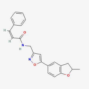 molecular formula C22H20N2O3 B2711858 (Z)-N-((5-(2-methyl-2,3-dihydrobenzofuran-5-yl)isoxazol-3-yl)methyl)-3-phenylacrylamide CAS No. 1207061-54-8