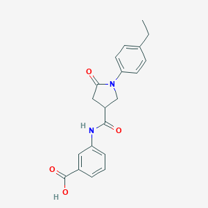 molecular formula C20H20N2O4 B271186 3-({[1-(4-Ethylphenyl)-5-oxopyrrolidin-3-yl]carbonyl}amino)benzoic acid 