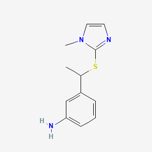 molecular formula C12H15N3S B2711862 3-[1-(1-甲基咪唑-2-基)硫醚基乙基]苯胺 CAS No. 1247635-33-1