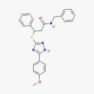 molecular formula C25H24N4O2S B2711866 N-benzyl-3-((3-(4-methoxyphenyl)-1H-1,2,4-triazol-5-yl)thio)-3-phenylpropanamide CAS No. 690249-19-5
