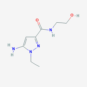 molecular formula C8H14N4O2 B2711869 5-amino-1-ethyl-N-(2-hydroxyethyl)-1H-pyrazole-3-carboxamide CAS No. 1856029-97-4