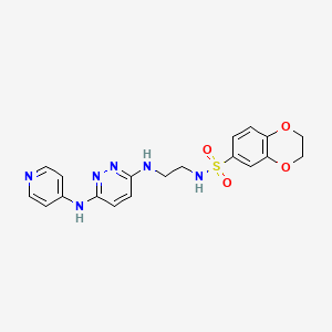molecular formula C19H20N6O4S B2711873 N-(2-((6-(pyridin-4-ylamino)pyridazin-3-yl)amino)ethyl)-2,3-dihydrobenzo[b][1,4]dioxine-6-sulfonamide CAS No. 1021250-60-1