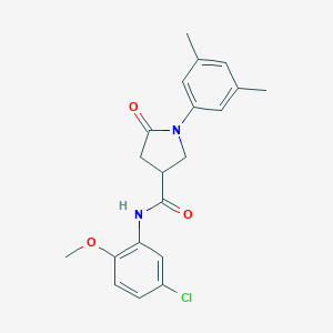 molecular formula C20H21ClN2O3 B271188 N-(5-chloro-2-methoxyphenyl)-1-(3,5-dimethylphenyl)-5-oxopyrrolidine-3-carboxamide 