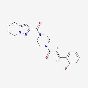 molecular formula C21H23FN4O2 B2711893 (E)-3-(2-氟苯基)-1-(4-(4,5,6,7-四氢吡唑并[1,5-a]吡啶-2-甲酰)哌嗪-1-基)丙-2-烯-1-酮 CAS No. 2034997-33-4