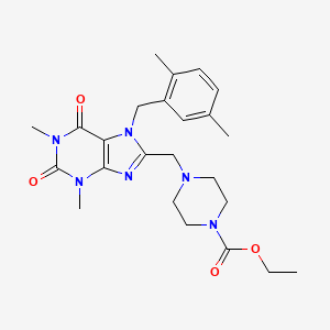 molecular formula C24H32N6O4 B2711895 ethyl 4-{[7-(2,5-dimethylbenzyl)-1,3-dimethyl-2,6-dioxo-2,3,6,7-tetrahydro-1H-purin-8-yl]methyl}piperazine-1-carboxylate CAS No. 851939-08-7