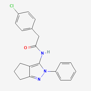 2-(4-chlorophenyl)-N-(2-phenyl-2,4,5,6-tetrahydrocyclopenta[c]pyrazol-3-yl)acetamide