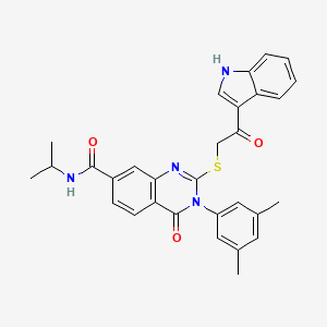 molecular formula C30H28N4O3S B2711902 2-((2-(1H-indol-3-yl)-2-oxoethyl)thio)-3-(3,5-dimethylphenyl)-N-isopropyl-4-oxo-3,4-dihydroquinazoline-7-carboxamide CAS No. 1113140-66-1
