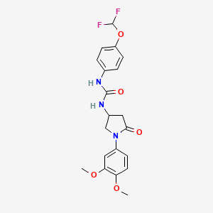 molecular formula C20H21F2N3O5 B2711907 1-(4-(Difluoromethoxy)phenyl)-3-(1-(3,4-dimethoxyphenyl)-5-oxopyrrolidin-3-yl)urea CAS No. 894022-66-3