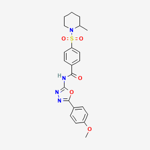 molecular formula C22H24N4O5S B2711912 N-[5-(4-methoxyphenyl)-1,3,4-oxadiazol-2-yl]-4-[(2-methylpiperidin-1-yl)sulfonyl]benzamide CAS No. 442881-19-8