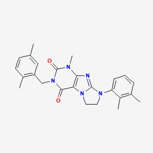 molecular formula C25H27N5O2 B2711913 3-(2,5-dimethylbenzyl)-8-(2,3-dimethylphenyl)-1-methyl-7,8-dihydro-1H-imidazo[2,1-f]purine-2,4(3H,6H)-dione CAS No. 923462-95-7
