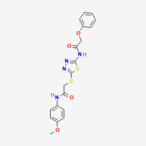 molecular formula C19H18N4O4S2 B2711917 N-(4-methoxyphenyl)-2-((5-(2-phenoxyacetamido)-1,3,4-thiadiazol-2-yl)thio)acetamide CAS No. 392293-53-7