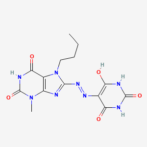 molecular formula C14H16N8O5 B2711920 5-(2-(7-丁基-3-甲基-2,6-二氧代-2,3,6,7-四氢-1H-嘌呤-8-基)肼基)嘧啶-2,4,6(1H,3H,5H)-三酮 CAS No. 887200-22-8