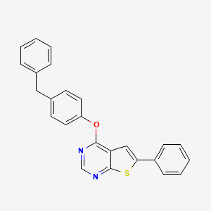 molecular formula C25H18N2OS B2711930 4-(4-苄基苯氧基)-6-苯基噻吩[2,3-d]嘧啶 CAS No. 315711-42-3