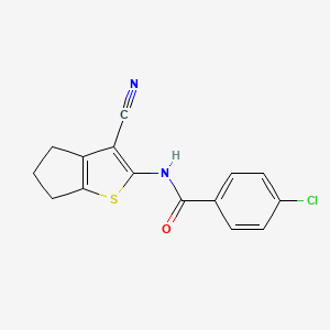 molecular formula C15H11ClN2OS B2711937 4-氯-N-(3-氰基-5,6-二氢-4H-环戊[b]噻吩-2-基)苯甲酰胺 CAS No. 300712-82-7