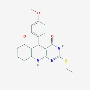 5-(4-methoxyphenyl)-2-(propylsulfanyl)-5,8,9,10-tetrahydropyrimido[4,5-b]quinoline-4,6(3H,7H)-dione