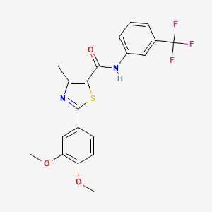 molecular formula C20H17F3N2O3S B2711950 2-(3,4-二甲氧基苯基)-4-甲基-N-[3-(三氟甲基)苯基]-1,3-噻唑-5-羧酰胺 CAS No. 400080-52-6