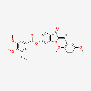 molecular formula C27H24O9 B2711951 (Z)-2-(2,5-dimethoxybenzylidene)-3-oxo-2,3-dihydrobenzofuran-6-yl 3,4,5-trimethoxybenzoate CAS No. 858766-96-8