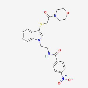 molecular formula C23H24N4O5S B2711953 N-[2-[3-(2-morpholin-4-yl-2-oxoethyl)sulfanylindol-1-yl]ethyl]-4-nitrobenzamide CAS No. 532973-48-1