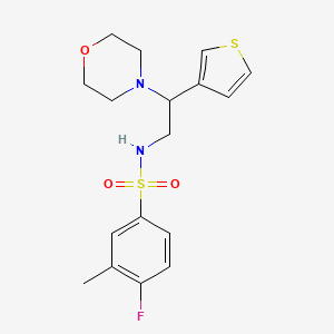 molecular formula C17H21FN2O3S2 B2711957 4-fluoro-3-methyl-N-(2-morpholino-2-(thiophen-3-yl)ethyl)benzenesulfonamide CAS No. 946222-11-3