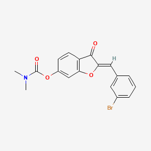 molecular formula C18H14BrNO4 B2711965 (Z)-2-(3-溴苯甲亚甲基)-3-氧代-2,3-二氢苯并呋喃-6-基-二甲基碳酸酯 CAS No. 622793-76-4