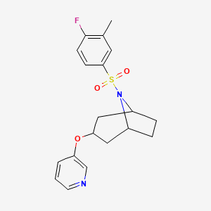 molecular formula C19H21FN2O3S B2711973 (1R,5S)-8-((4-氟-3-甲基苯基)磺酰)-3-(吡啶-3-氧基)-8-氮杂双环[3.2.1]辛烷 CAS No. 2109442-00-2