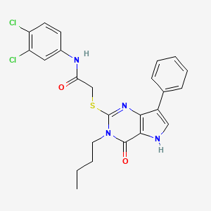 molecular formula C24H22Cl2N4O2S B2711978 2-((3-butyl-4-oxo-7-phenyl-4,5-dihydro-3H-pyrrolo[3,2-d]pyrimidin-2-yl)thio)-N-(3,4-dichlorophenyl)acetamide CAS No. 2034480-61-8