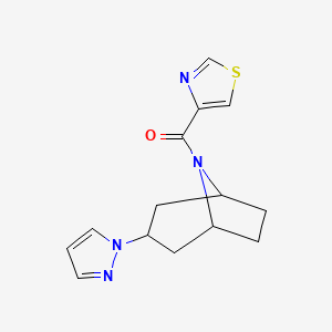 molecular formula C14H16N4OS B2711985 3-(1H-pyrazol-1-yl)-8-(1,3-thiazole-4-carbonyl)-8-azabicyclo[3.2.1]octane CAS No. 2320224-74-4