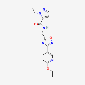 molecular formula C16H18N6O3 B2711991 N-((3-(6-ethoxypyridin-3-yl)-1,2,4-oxadiazol-5-yl)methyl)-1-ethyl-1H-pyrazole-5-carboxamide CAS No. 2034289-30-8