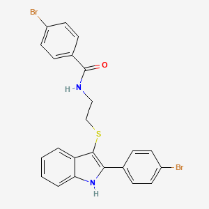 4-bromo-N-[2-[[2-(4-bromophenyl)-1H-indol-3-yl]sulfanyl]ethyl]benzamide