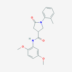 molecular formula C20H22N2O4 B271200 N-(2,5-dimethoxyphenyl)-1-(2-methylphenyl)-5-oxo-3-pyrrolidinecarboxamide 