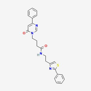 molecular formula C25H24N4O2S B2712001 4-(6-oxo-4-phenylpyrimidin-1(6H)-yl)-N-(2-(2-phenylthiazol-4-yl)ethyl)butanamide CAS No. 1226445-81-3