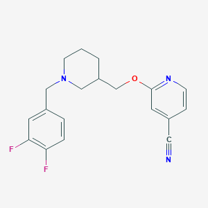 molecular formula C19H19F2N3O B2712004 2-[[1-[(3,4-Difluorophenyl)methyl]piperidin-3-yl]methoxy]pyridine-4-carbonitrile CAS No. 2380168-75-0