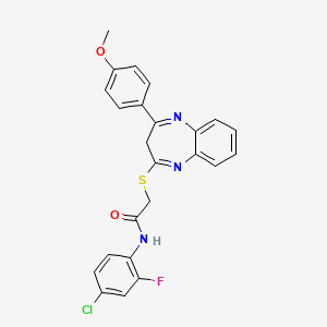 molecular formula C24H19ClFN3O2S B2712005 N-(4-氯-2-氟苯基)-2-{[4-(4-甲氧基苯基)-3H-1,5-苯二氮杂环己烷-2-基]硫基}乙酰胺 CAS No. 1286702-86-0