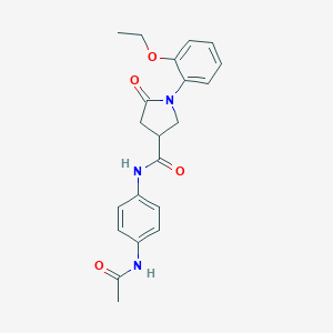 molecular formula C21H23N3O4 B271201 N-[4-(acetylamino)phenyl]-1-(2-ethoxyphenyl)-5-oxo-3-pyrrolidinecarboxamide 