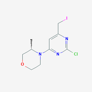 molecular formula C10H13ClIN3O B2712017 (S)-4-(2-Chloro-6-(iodomethyl)pyrimidin-4-YL)-3-methylmorpholine CAS No. 1009628-22-1