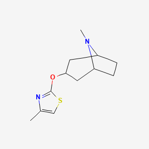 molecular formula C12H18N2OS B2712018 8-Methyl-3-[(4-methyl-1,3-thiazol-2-yl)oxy]-8-azabicyclo[3.2.1]octane CAS No. 2195809-73-3