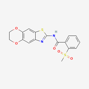 molecular formula C17H14N2O5S2 B2712034 N-(6,7-二氢-1,4-二氧杂环[2',3':4,5]苯并[1,2-d]噻嗪-2-基)-2-(甲磺酰基)苯甲酰胺 CAS No. 896279-33-7