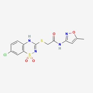 molecular formula C13H11ClN4O4S2 B2712036 2-((7-氯-1,1-二氧代-4H-苯并[e][1,2,4]噻二氮-3-基)硫)-N-(5-甲基异噁唑-3-基)乙酰胺 CAS No. 899750-24-4