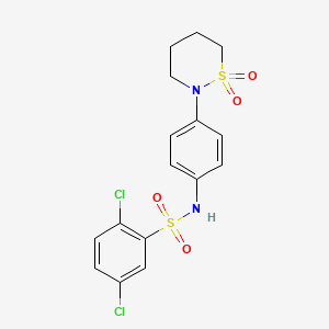 molecular formula C16H16Cl2N2O4S2 B2712042 2,5-dichloro-N-(4-(1,1-dioxido-1,2-thiazinan-2-yl)phenyl)benzenesulfonamide CAS No. 941894-35-5