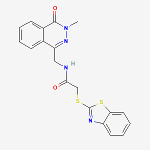 molecular formula C19H16N4O2S2 B2712044 2-(benzo[d]thiazol-2-ylthio)-N-((3-methyl-4-oxo-3,4-dihydrophthalazin-1-yl)methyl)acetamide CAS No. 1396877-68-1