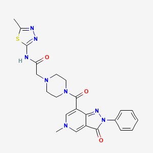 molecular formula C23H24N8O3S B2712052 N-(5-甲基-1,3,4-噻二唑-2-基)-2-(4-(5-甲基-3-氧-2-苯基-3,5-二氢-2H-吡唑并[4,3-c]吡啶-7-羰基)哌嗪-1-基)乙酰胺 CAS No. 1021207-54-4