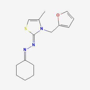 (Z)-2-(cyclohexylidenehydrazono)-3-(furan-2-ylmethyl)-4-methyl-2,3-dihydrothiazole