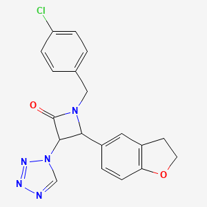 molecular formula C19H16ClN5O2 B2712058 1-[(4-chlorophenyl)methyl]-4-(2,3-dihydro-1-benzofuran-5-yl)-3-(1H-1,2,3,4-tetrazol-1-yl)azetidin-2-one CAS No. 1241613-84-2