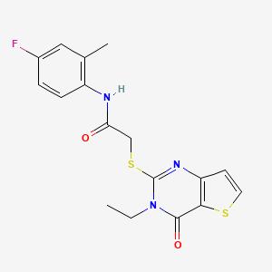molecular formula C17H16FN3O2S2 B2712063 2-({3-ethyl-4-oxo-3H,4H-thieno[3,2-d]pyrimidin-2-yl}sulfanyl)-N-(4-fluoro-2-methylphenyl)acetamide CAS No. 1252924-65-4