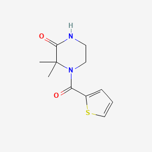 molecular formula C11H14N2O2S B2712072 3,3-Dimethyl-4-(thiophene-2-carbonyl)piperazin-2-one CAS No. 941889-95-8