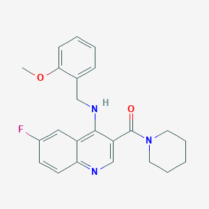 (6-Fluoro-4-((2-methoxybenzyl)amino)quinolin-3-yl)(piperidin-1-yl)methanone